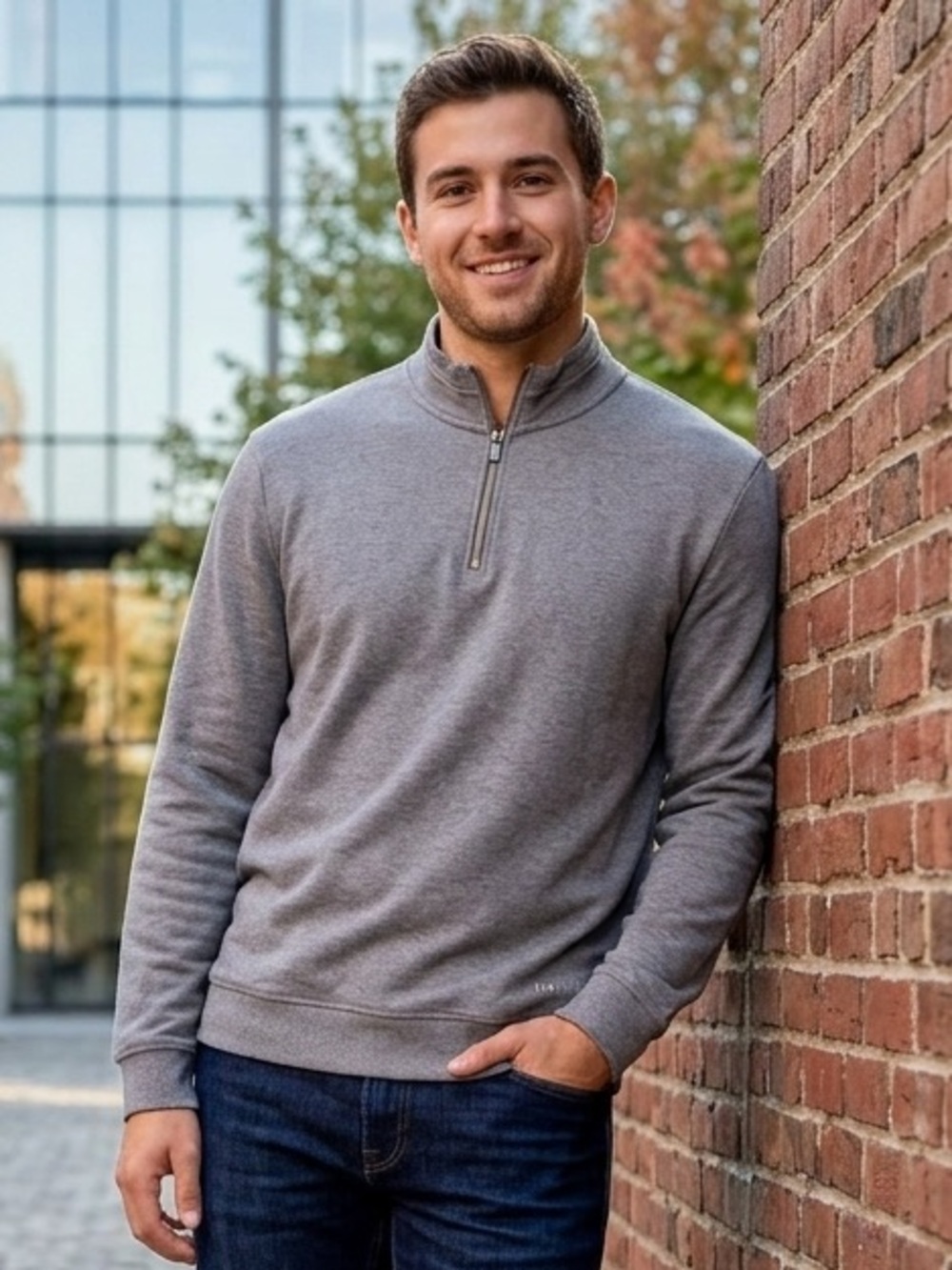 Ted Baker London Men’s Grey Quarter-zip Sweatshirt